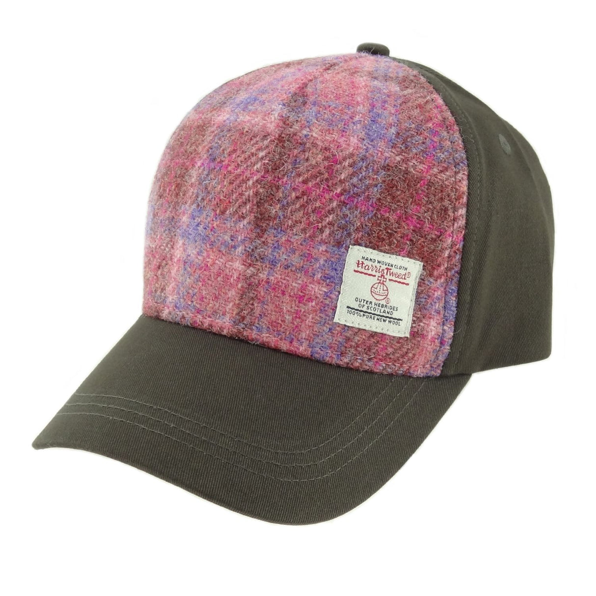 Harris Tweed Baseball Cap Pink Check