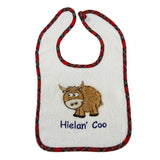 Heilan Coo Tartan Trim Embroidered Bib