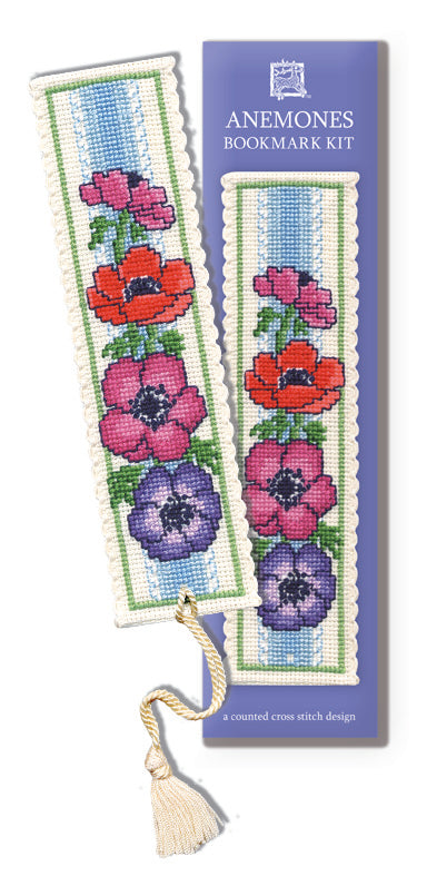 Anemones Cross-stitch bookmark