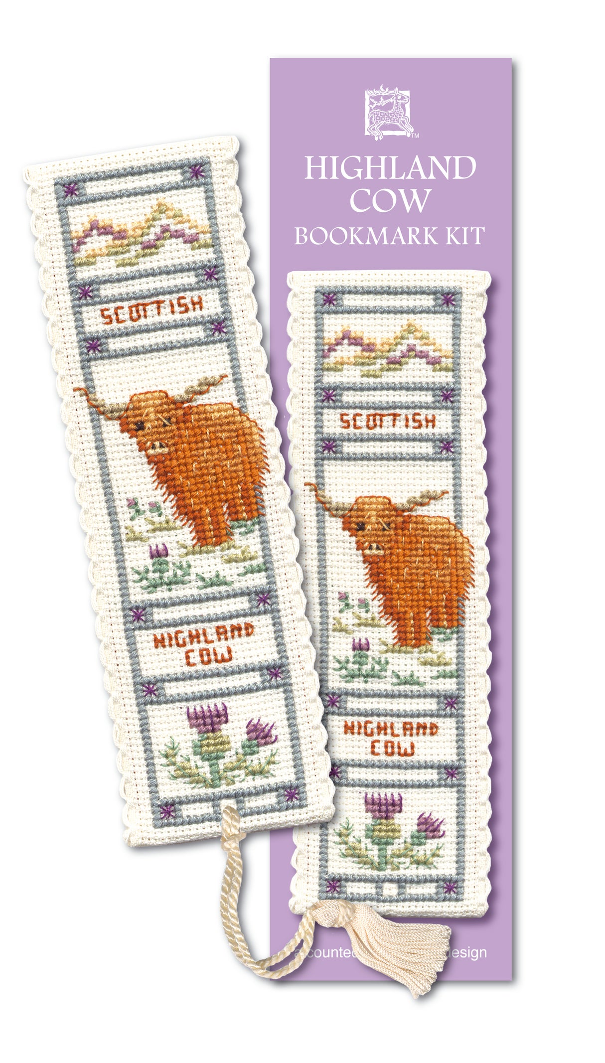 Highland Cow Cross-stitch bookmark