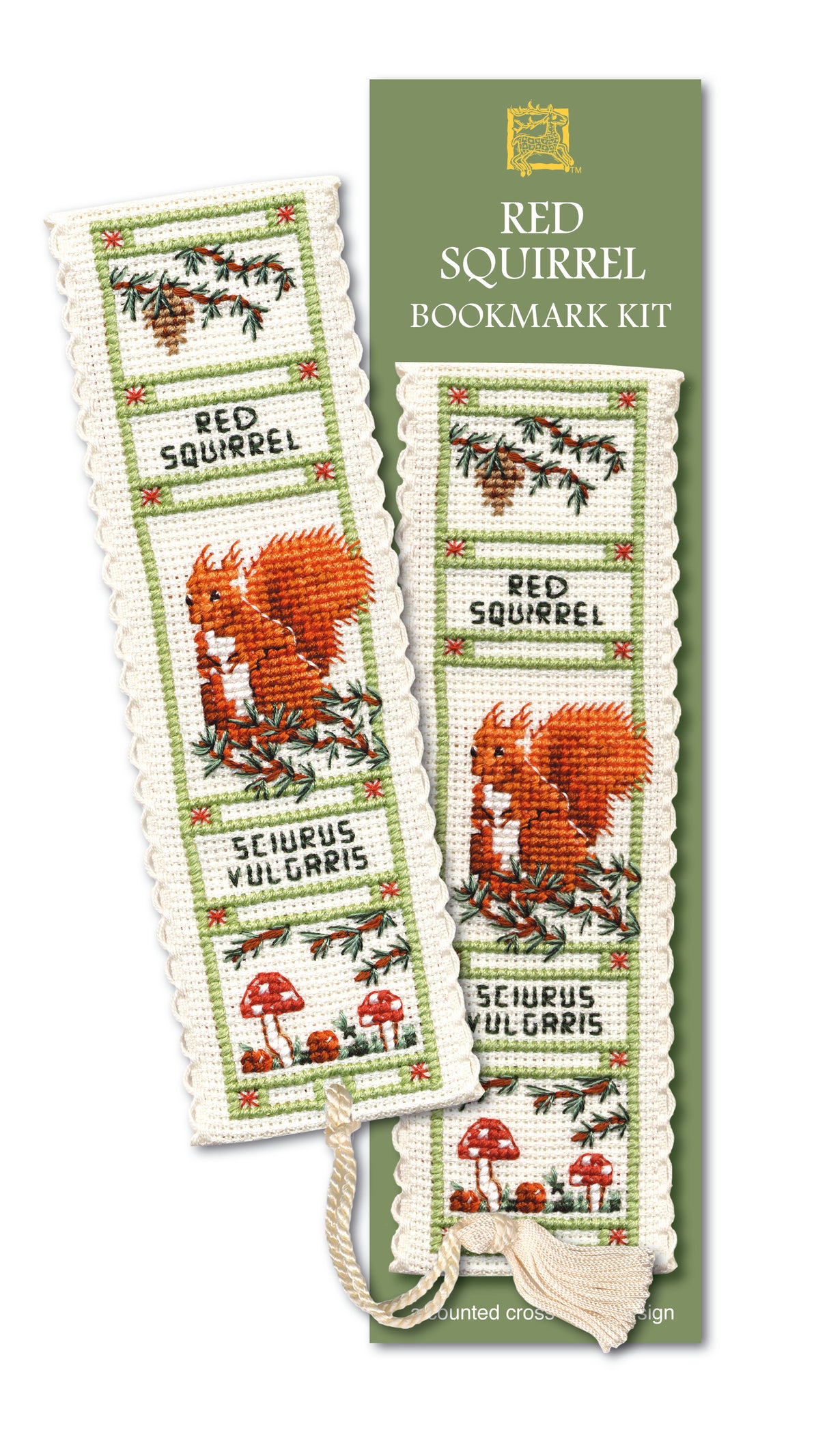 Red Squirrel Cross-stitch bookmark