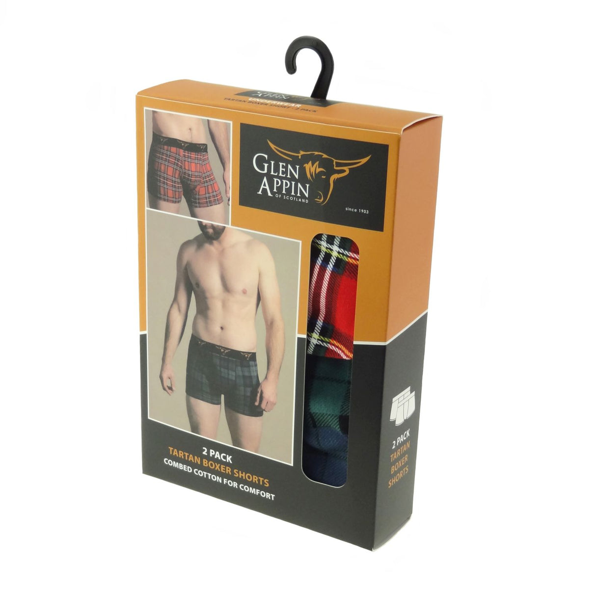 Tartan Cotton Boxer Shorts (2 pairs - Black Watch & Royal Stewart)