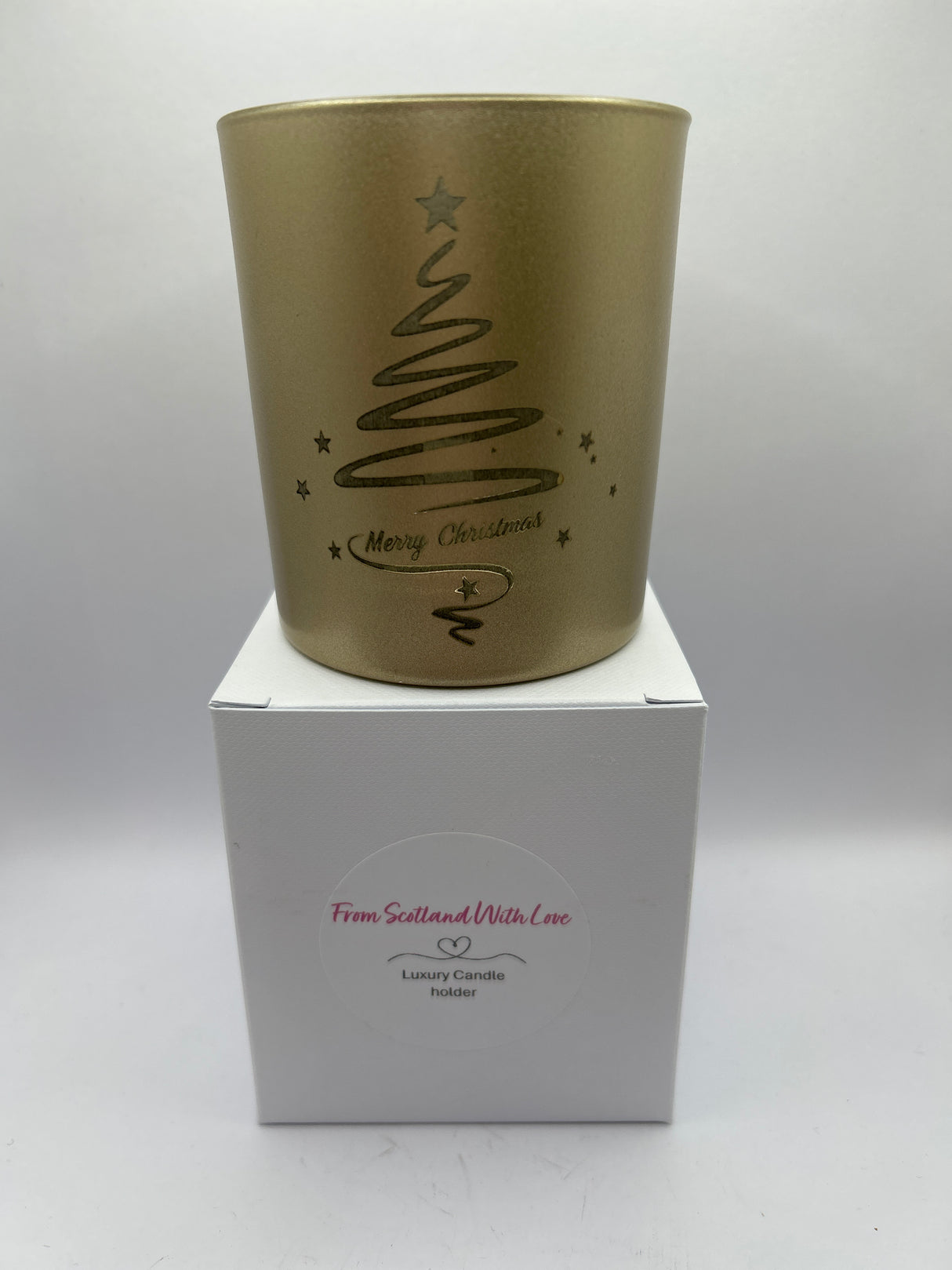 Gold Merry Christmas Luxury Christmas Candle Jar (Boxed)