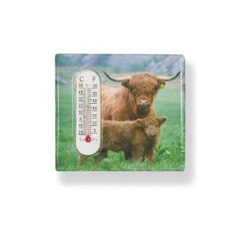 Highland Cow Family Thermometer Magnet