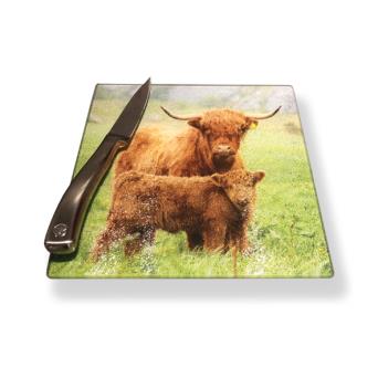 Highland Cow Family Glass Pot Stand