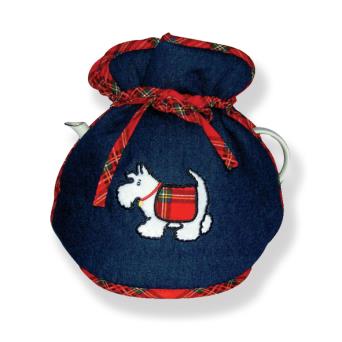 Tartan Terriers Denim Tea Cosy