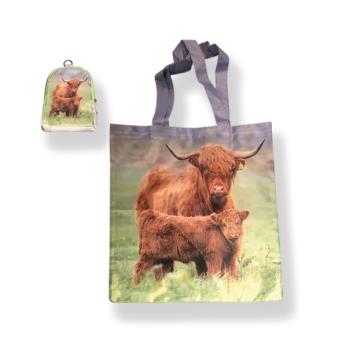 Highland Cow Family Foldaway Shopping Bag