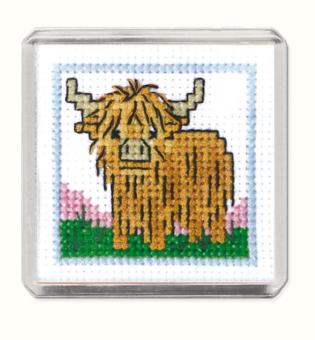 Highland Cow Cross-stitch Magnet