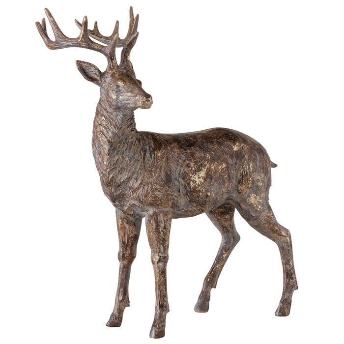 “Jamyl” Large Standing Stag Resin Figurine (43.5cm Tall)