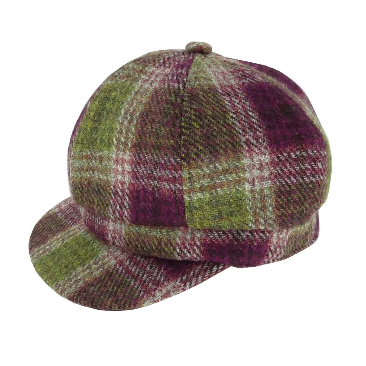 Ladies Harris Tweed Cap Heather Check