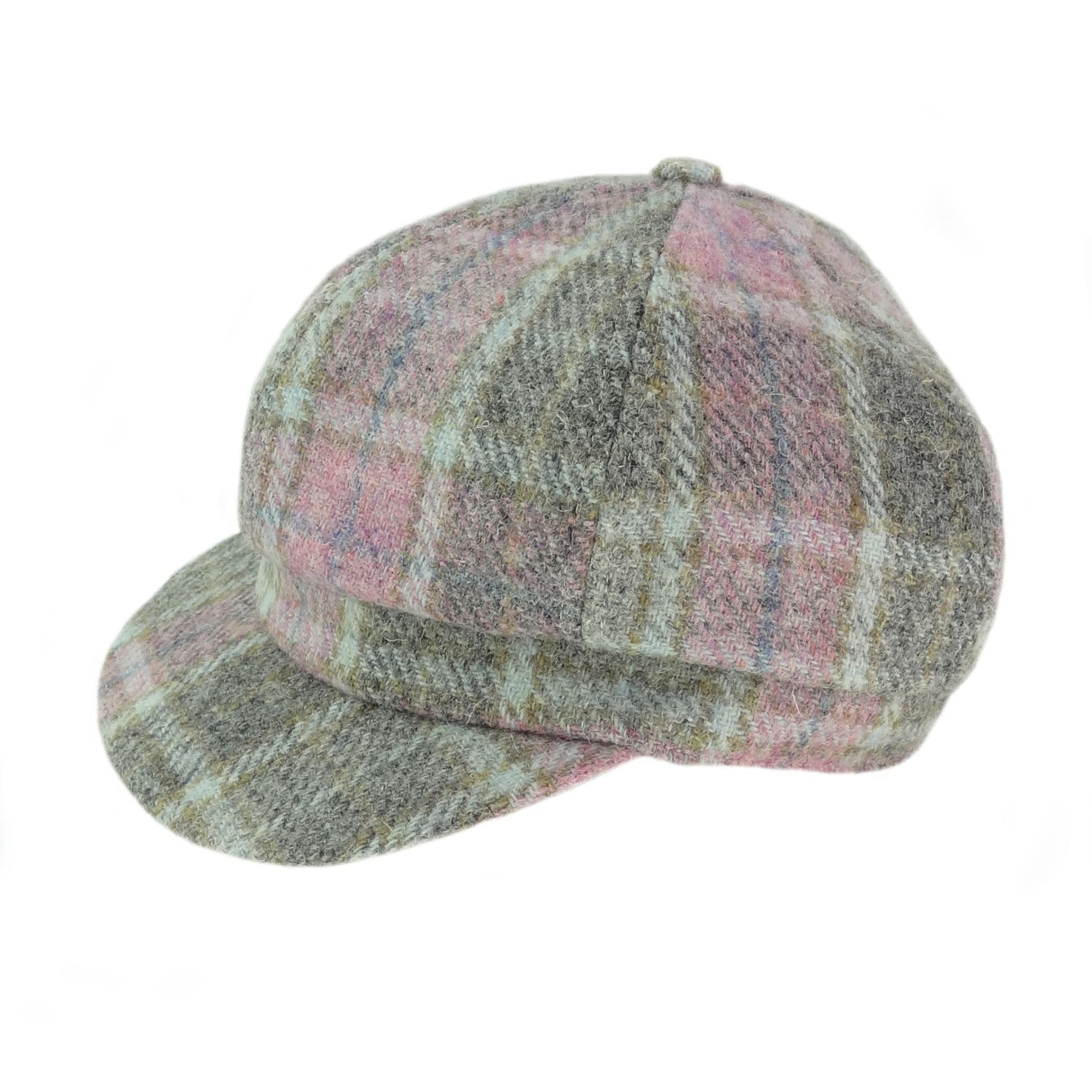 Ladies Harris Tweed Cap Soft Pink Buchanan