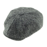 Grey Herringbone Harris Tweed 8pc Cap (Shelby)