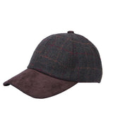 Tweed Suede Baseball Cap - Green Check Tweed