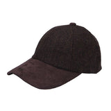 Tweed Suede Baseball Cap - Brown Herringbone