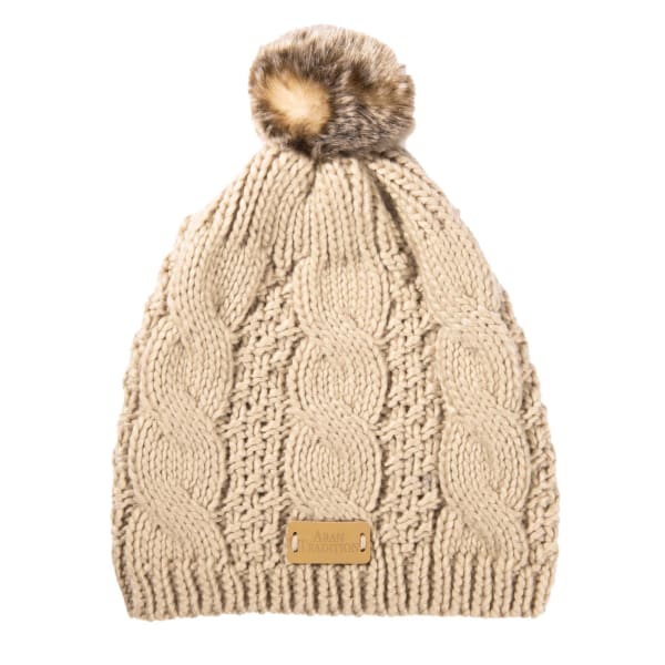 Aran Knitted Tammy Hat - Oatmeal / Natural