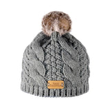 Aran Cable Tammy Hat - Silver Grey / Natural