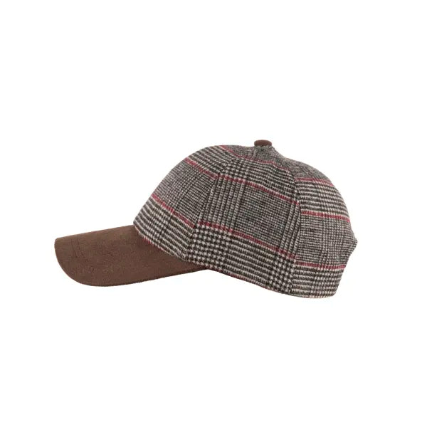 Tweed Suede Baseball Cap - Prince Of Wales Check Grey