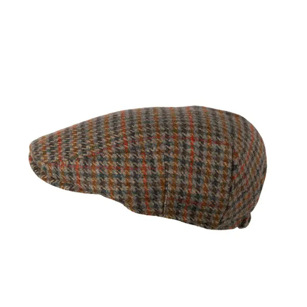 Classic Tweed Flat Cap - Country Houndstooth Petrol Rust