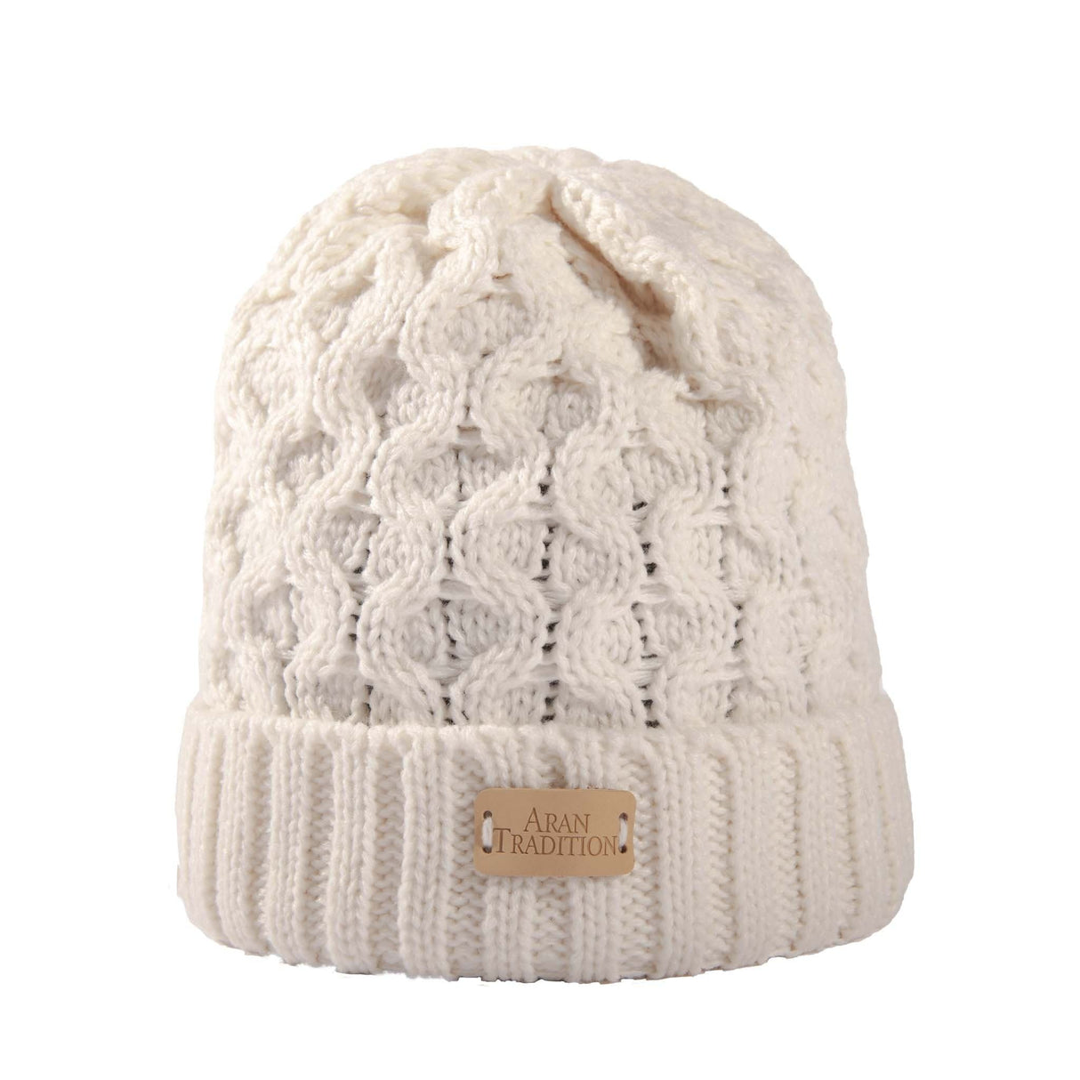 Aran Cable Beanie Hat - Cream