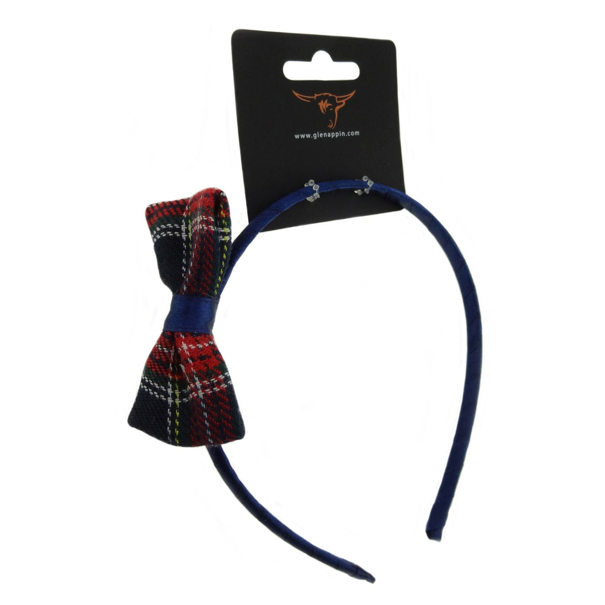 Blue Tartan Alice Band with Bow