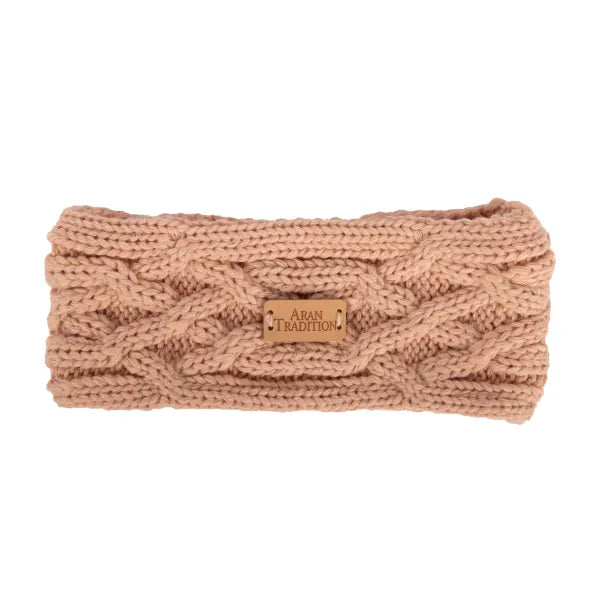 Aran Cable Knit Headband - Blush