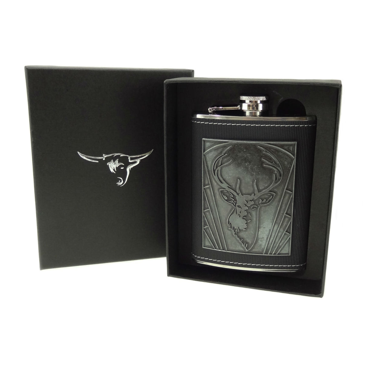 Stag Boxed 8oz Hip Flask