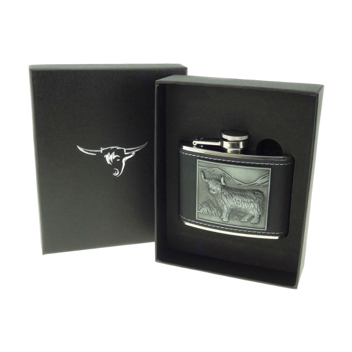 Highland Cow Boxed 4oz Hip Flask