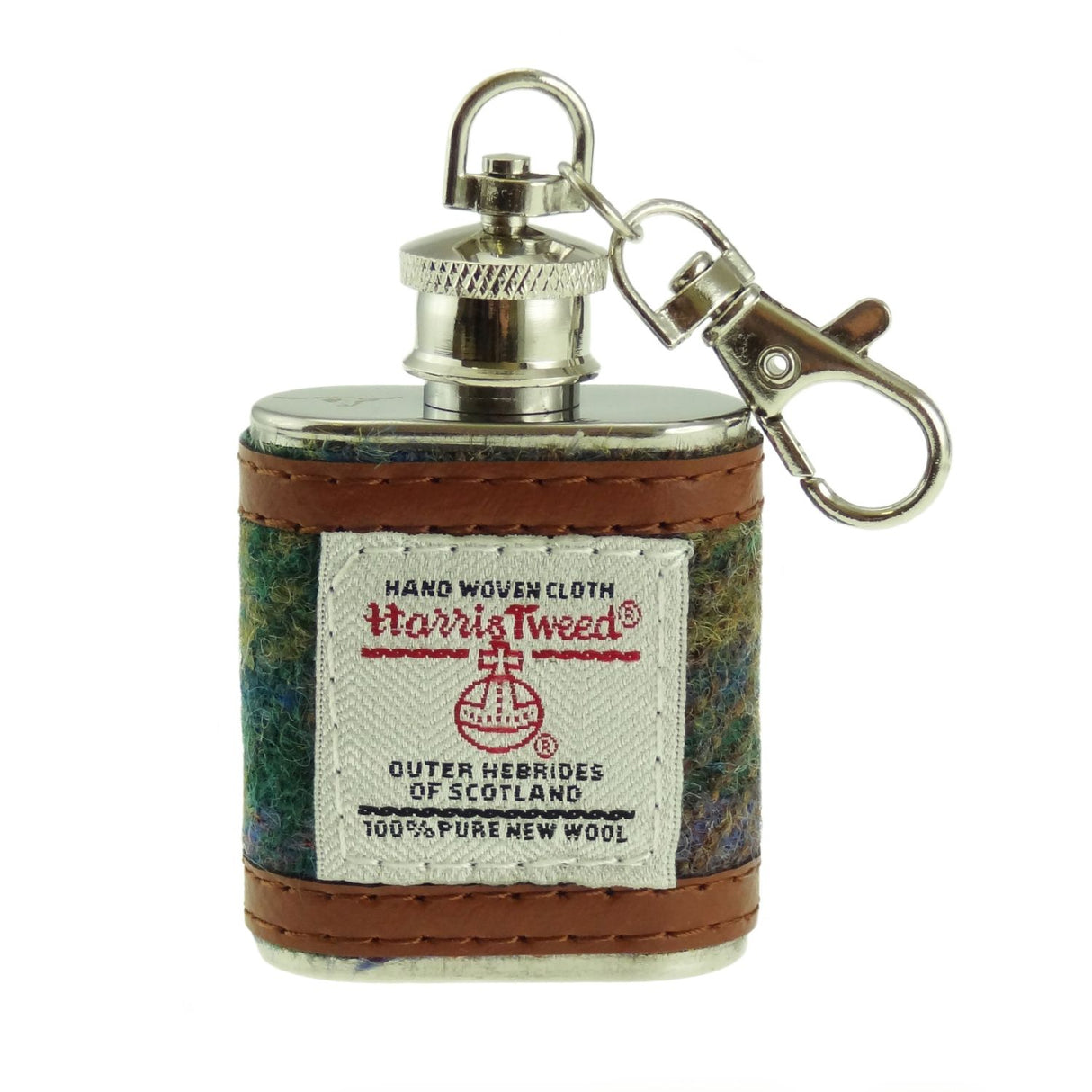 Assorted Harris Tweed 1oz Hip Flask Keyring