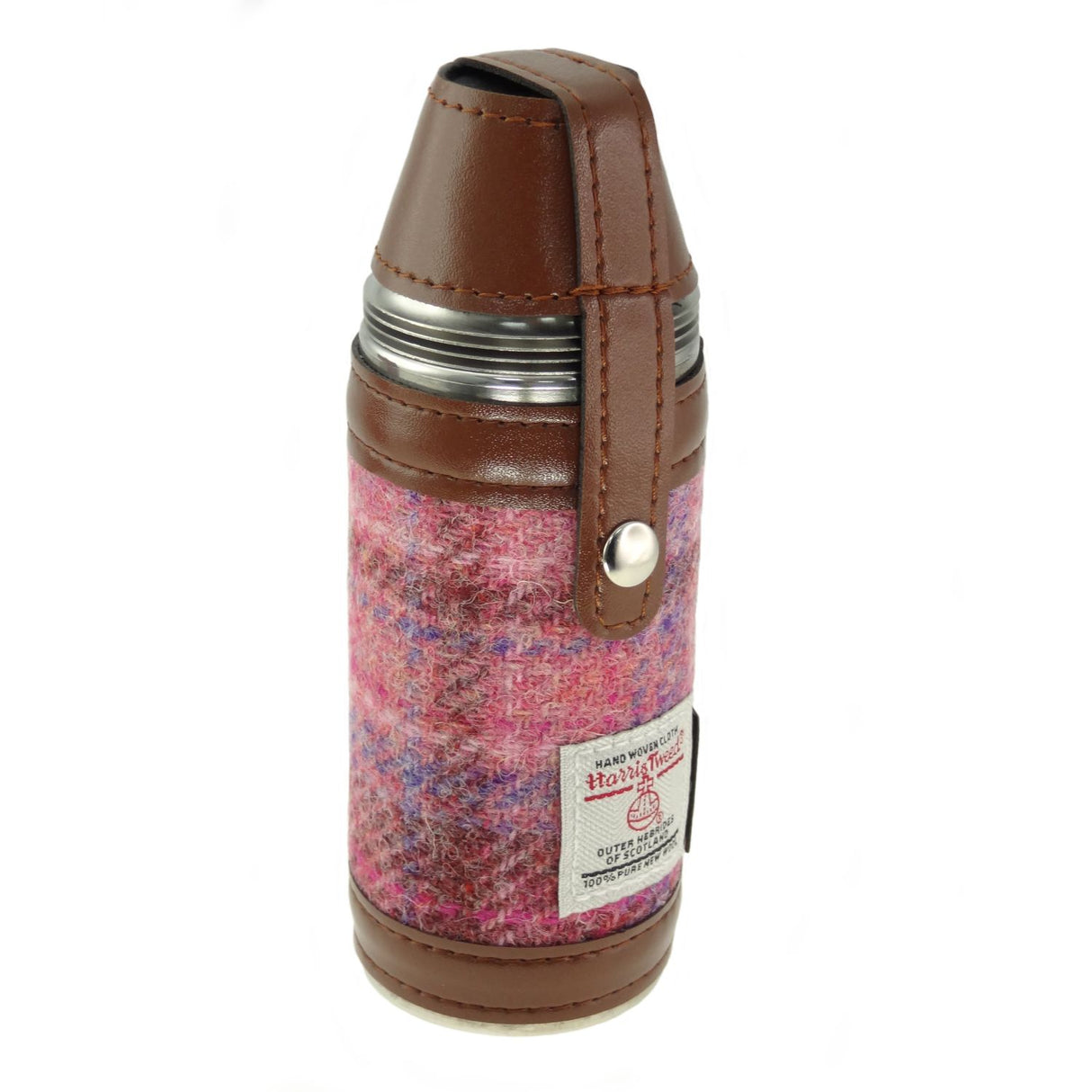 Harris Tweed Boxed 8oz Hunting Flask Pink Check