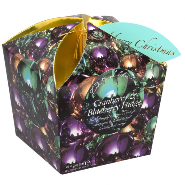 Christmas Baubles Cranberry and Blueberry Fudge Carton 250g