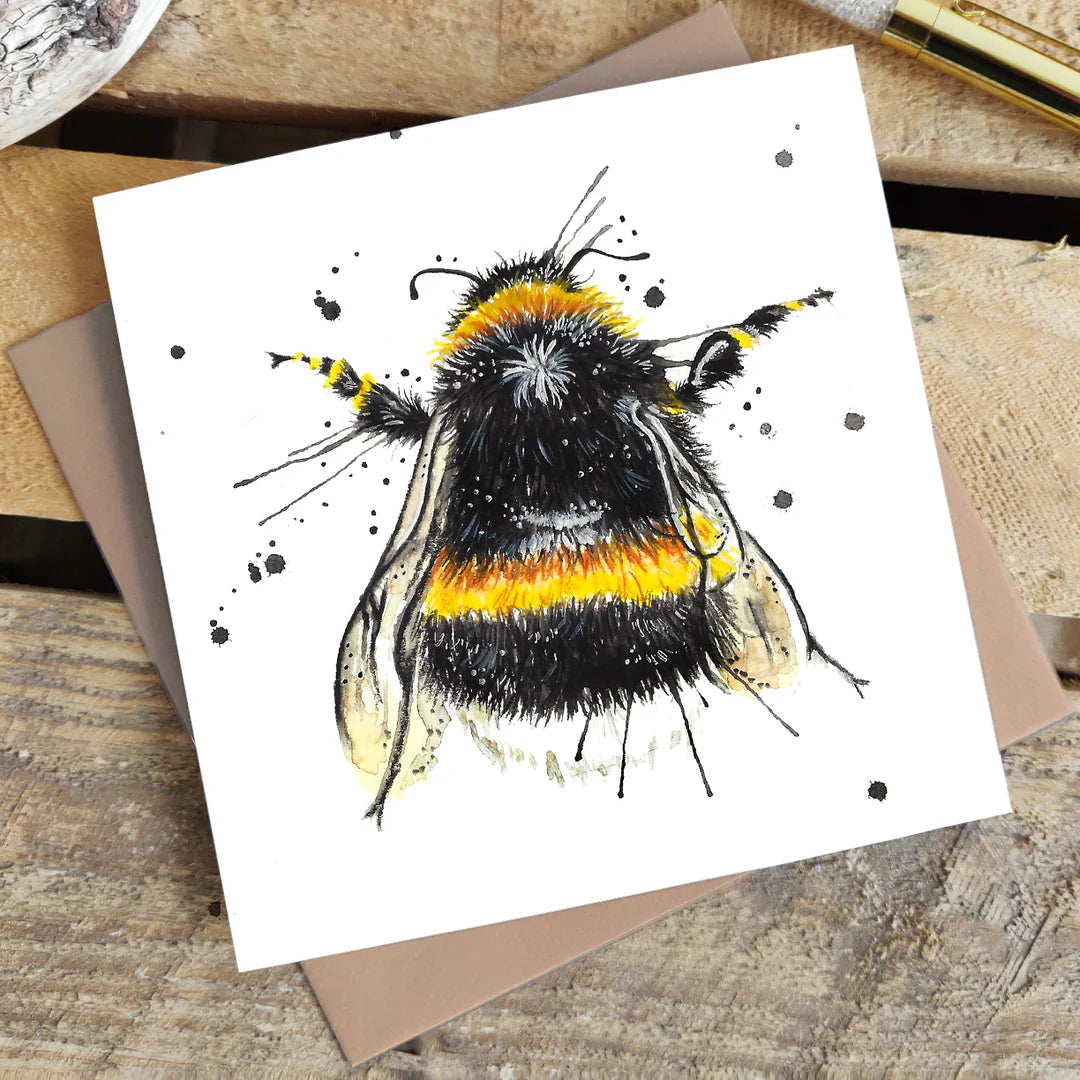 Splatter Bumble Bee Greetings Card