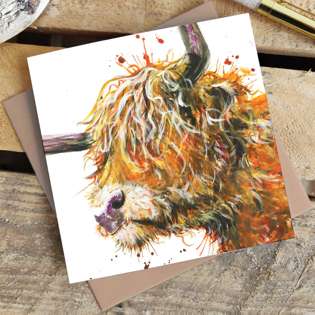 Splatter Homer Cow Greetings Card