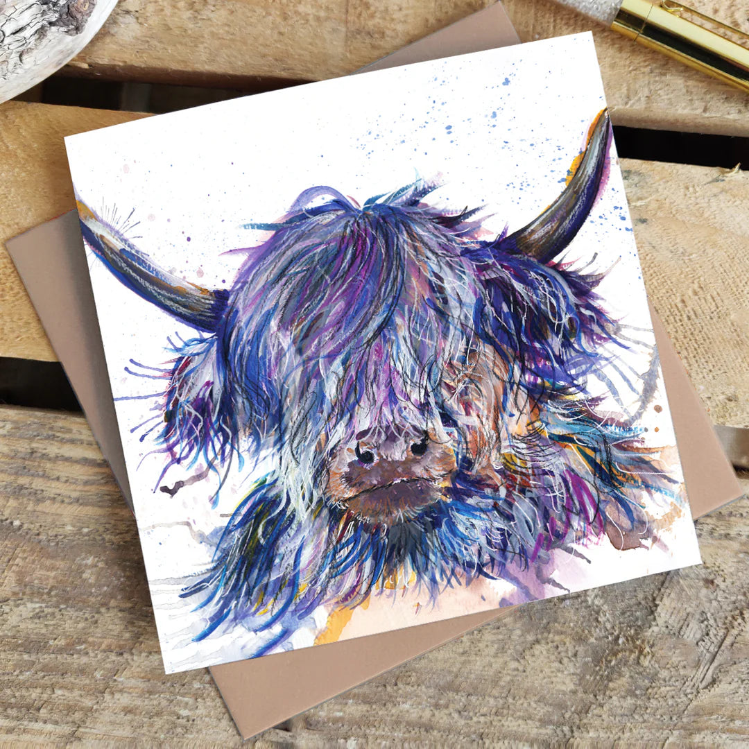 Splatter Scruffy Cow Greetings Card