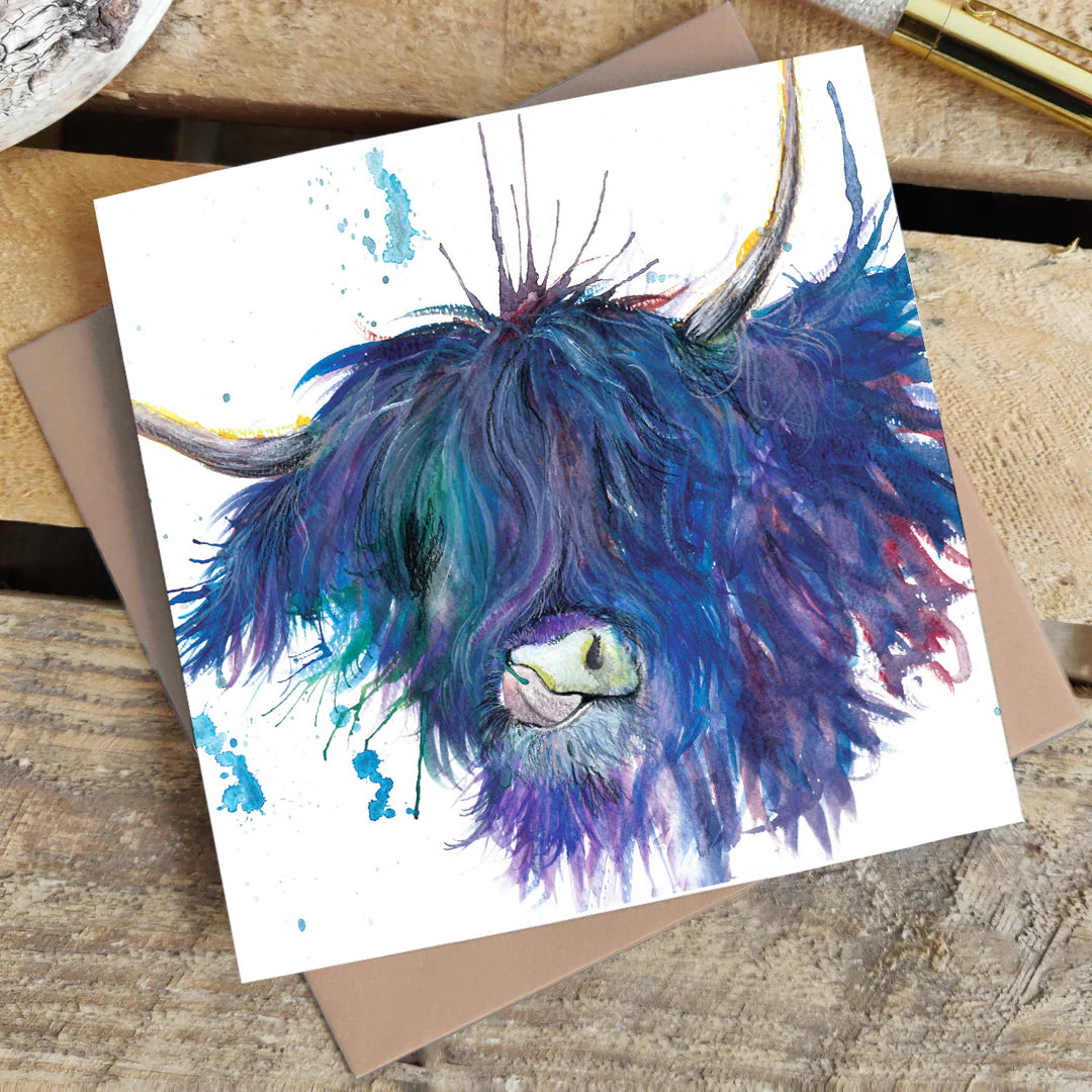 Splatter Highland Cow Greetings Card