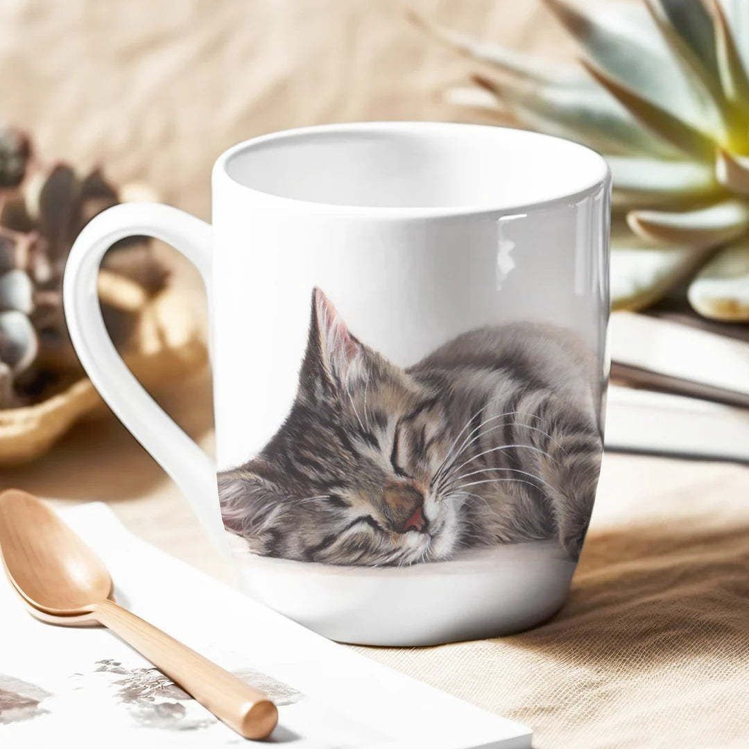 Sleeping Cat Bone China Mug