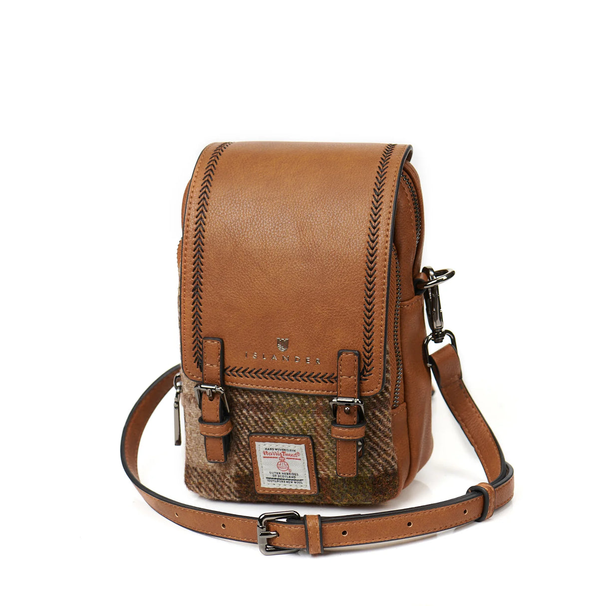 Chestnut Tartan Baby Jura Crossbody Bag in Harris Tweed