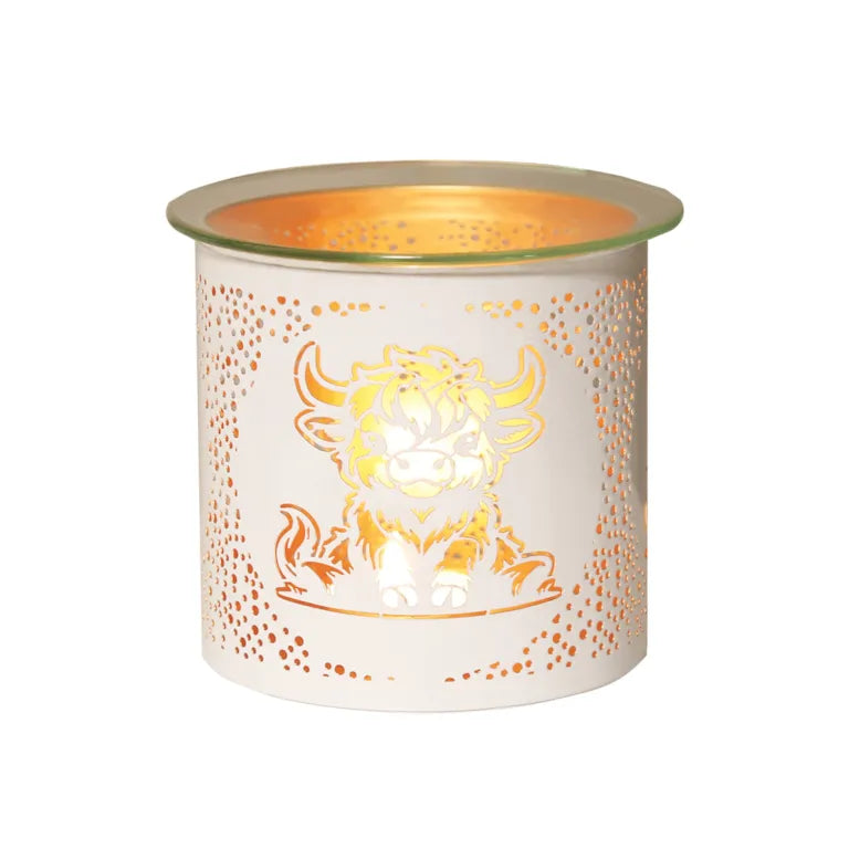 Highland Cow White 3 in 1 Wax Melter 10.5cm High