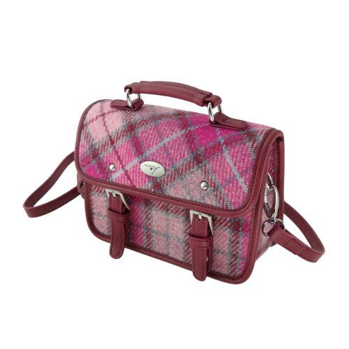 Bervie Harris Tweed Mini Satchel Vibrant Pink Buchanan