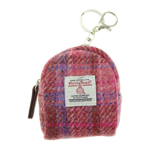 Cava Harris Tweed Oval Micro Bag Charm Pink Check