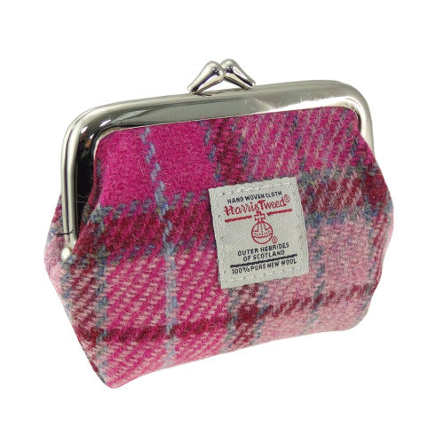 Eigg Harris Tweed Clasp Coin Purse Vibrant Pink Buchanan