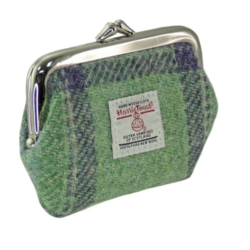 Eigg Harris Tweed Clasp Coin Purse Faded Green Stewart