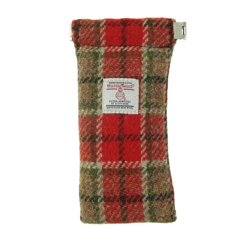 Harris Tweed Glasses Case Red and Green Tartan