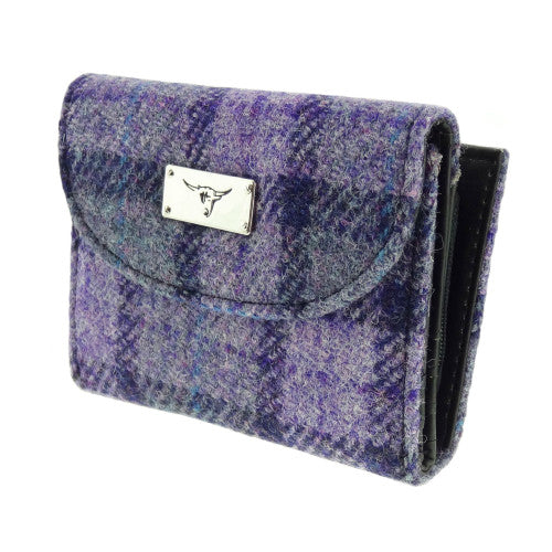 Jura Harris Tweed Small Purse with Coin Section Bold Purple Check