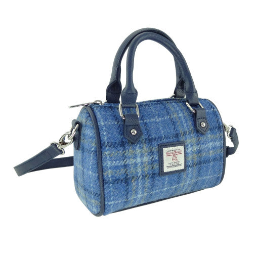 Kilbride Harris Tweed Mini Bowling Bag Light Blue Check