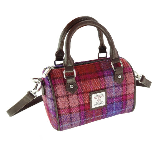 Kilbride Harris Tweed Mini Bowling Bag Orange and Purple Tartan