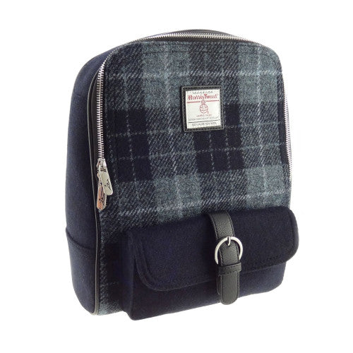 Naver Harris Tweed Backpack Grey & Black Tartan