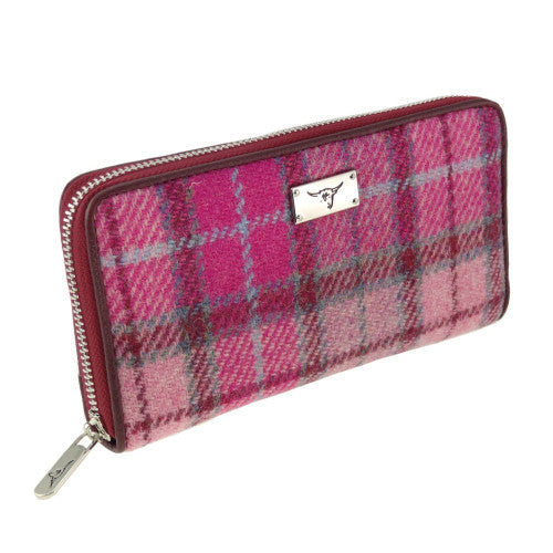 Staffa Harris Tweed Long Zip Close Purse Vibrant Pink Buchanan