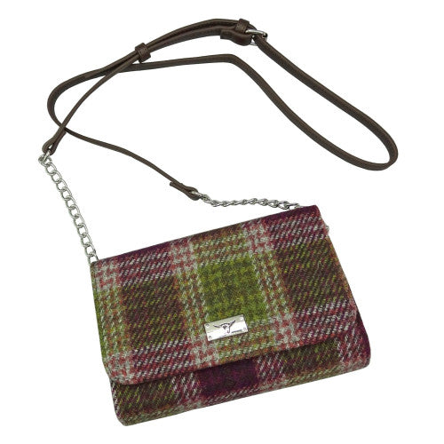 Strathy Harris Tweed Mini Wallet Cross-Body Bag Heather Check