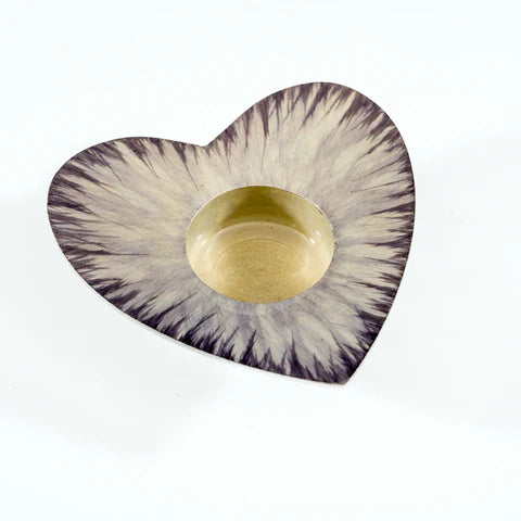 Brushed Silver Heart T-light Holder (11cm)