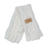 Aran Cable Fingerless Gloves - Cream